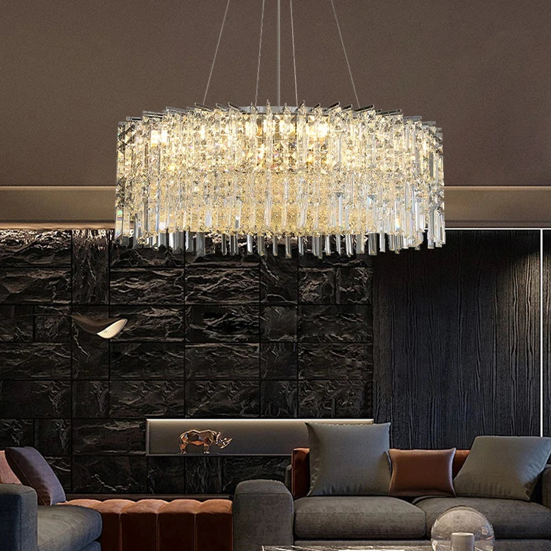 Afralia™ Crystal LED Ceiling Chandeliers Chrome Finish Home Decoration Lighting