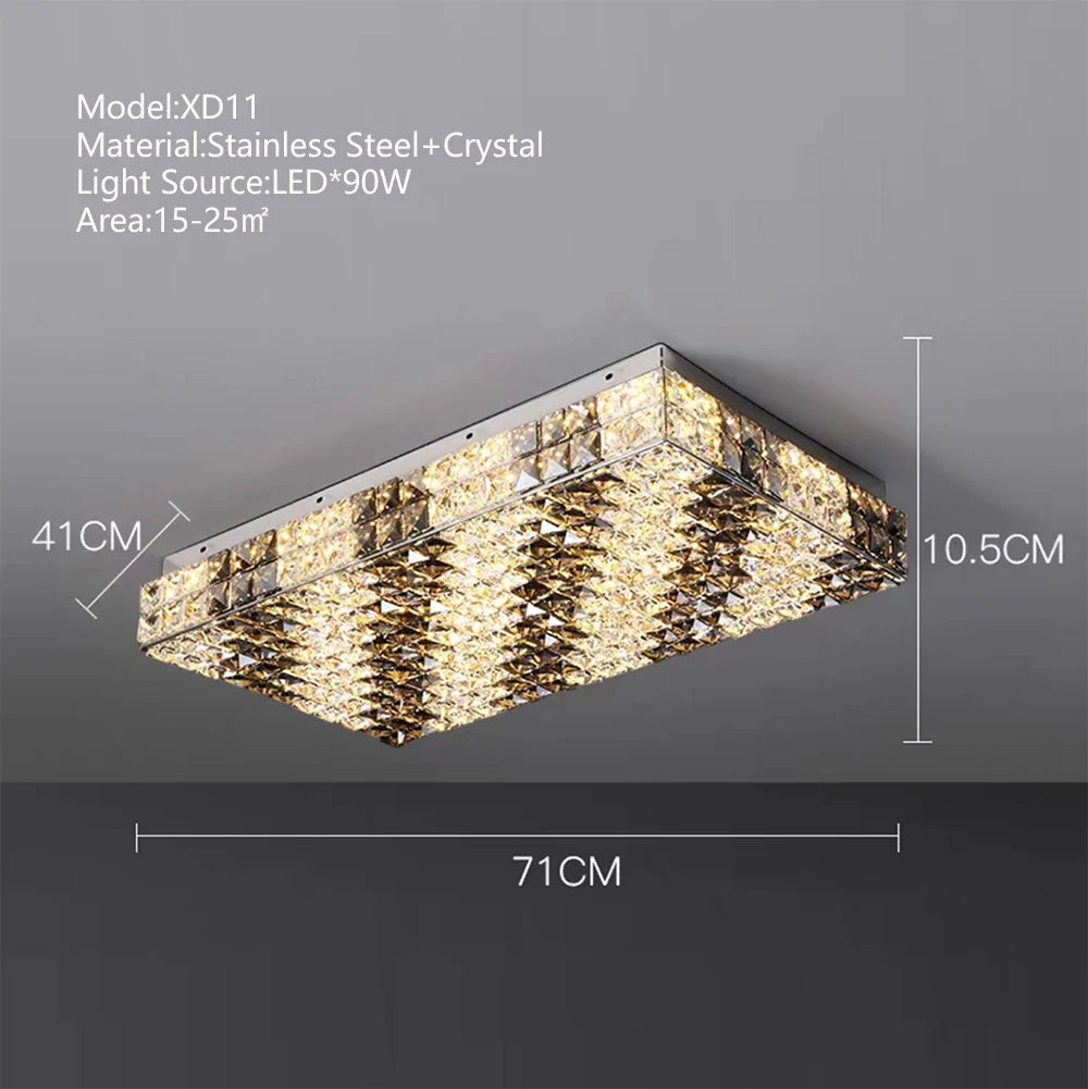 Afralia™ Crystal LED Rectangle Chandelier for Elegant Home Decor