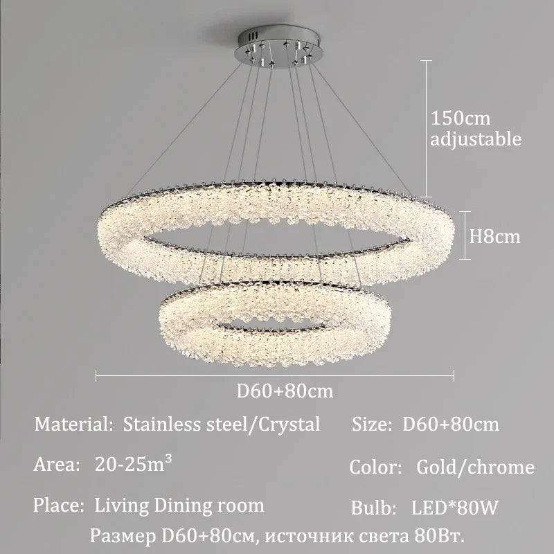 Afralia™ Crystal LED Chandelier Ceiling Light Modern Living Room Decor Pendant Lamp