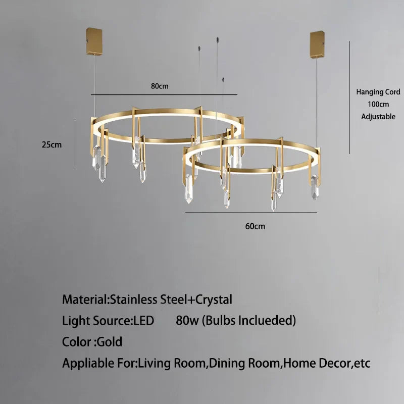 Afralia™ Crystal Pendant Light - Vintage Modern LED Hanging Fixture