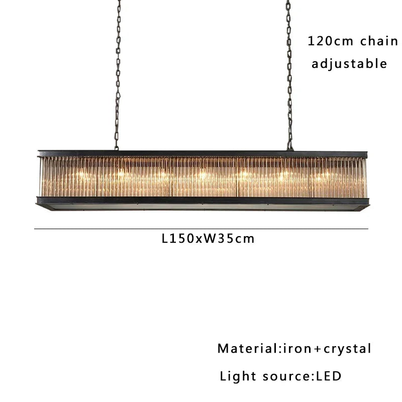 Afralia™ Kristal Glass Rectangle Pendant Lights - Nordic Classic Dining Table Luminaire