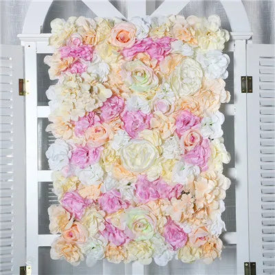 Afralia™ Silk Rose Flower Wall Decor Champagne Artificial Wedding Backdrop
