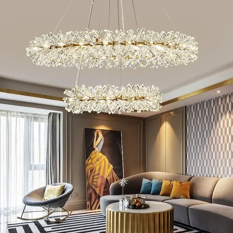 Afralia™ Luxury Crystal Chandelier LED Lamp for Modern Living Spaces