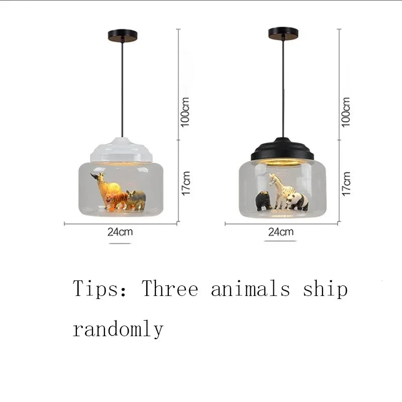 Afralia™ Nordic Cartoon LED Pendant Lights: Cute Animal Design for Kids Room, Bedroom Decor
