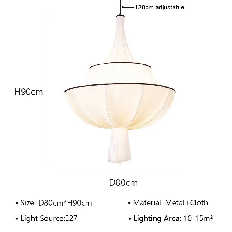 Afralia™ Wabi Sabi Cloth Chandelier: Retro Living Room Dining Bedroom Decor Pendant Lights