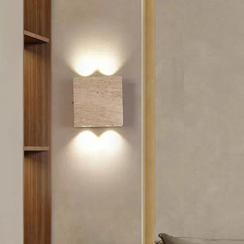 Afralia™ Square Stone LED Wall Sconce 3000K for Bedroom, Stairs, Aisle - Atmosphere Lamp