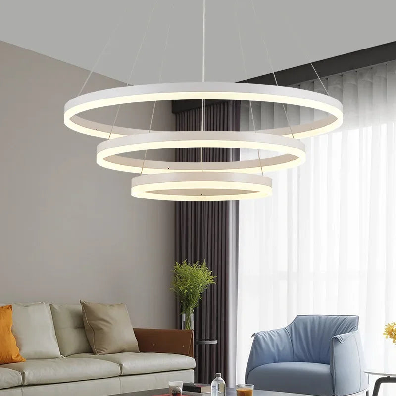 Afralia™ LED Rings Chandelier for Living Room Dining Room Home Decor Lighting