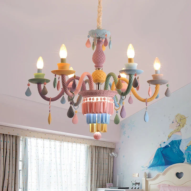 Afralia™ Crystal Chandelier Girl Baby Bedroom Lamp Nordic Princess Room Lighting