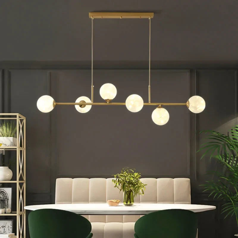 Afralia™ Glass Ball LED Pendant Light Modern Chandelier for Living Room Decor