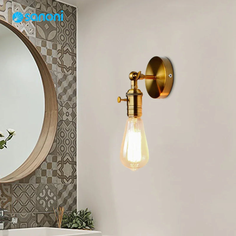 Afralia™ Retro Gold Wall Lamps - E27 Base Wall Lights for Industrial & Store Room Decor