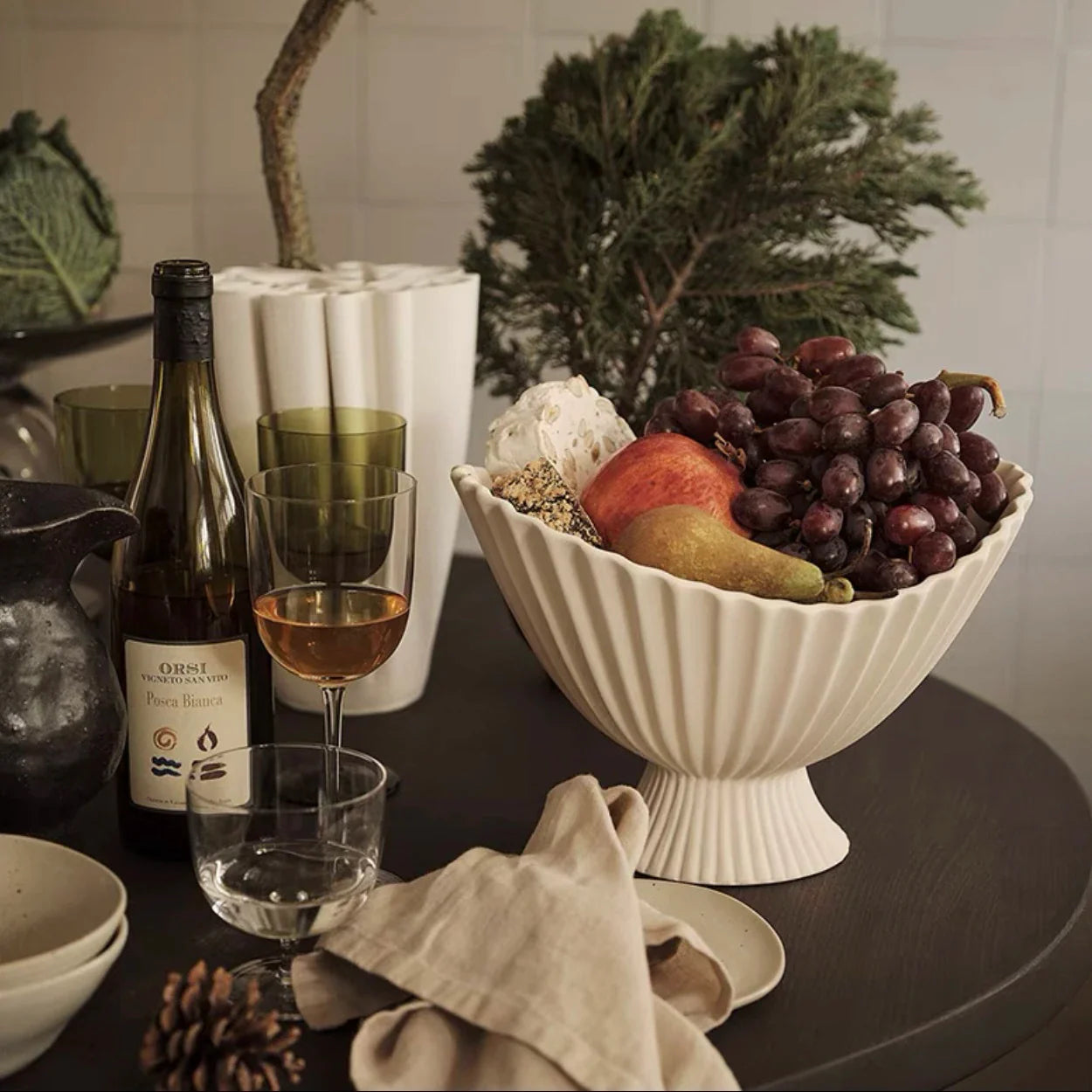 Afralia™ Ceramic Fruit Basket: White Tray Table Decoration for Stylish Living Room