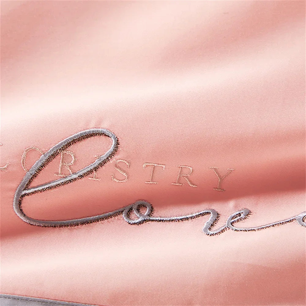 Afralia™ Pink Egyptian Cotton Jacquard Bedding Set with Satin Finish