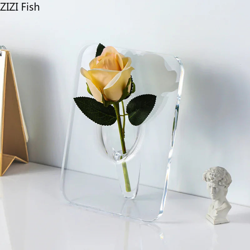 Afralia™ Minimalistic Geometric Square Vase for Stylish Desk Decoration and Floral Arrangement