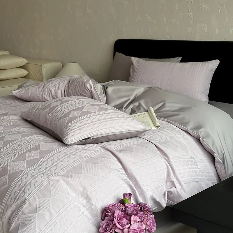 Afralia™ Luxury Jacquard Cotton Duvet Set for Single Bed - Autumn/Winter Brushed Bedclothes