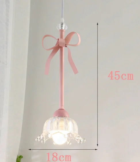 Afralia™ Pink Bowknot Princess Room LED Pendant Light
