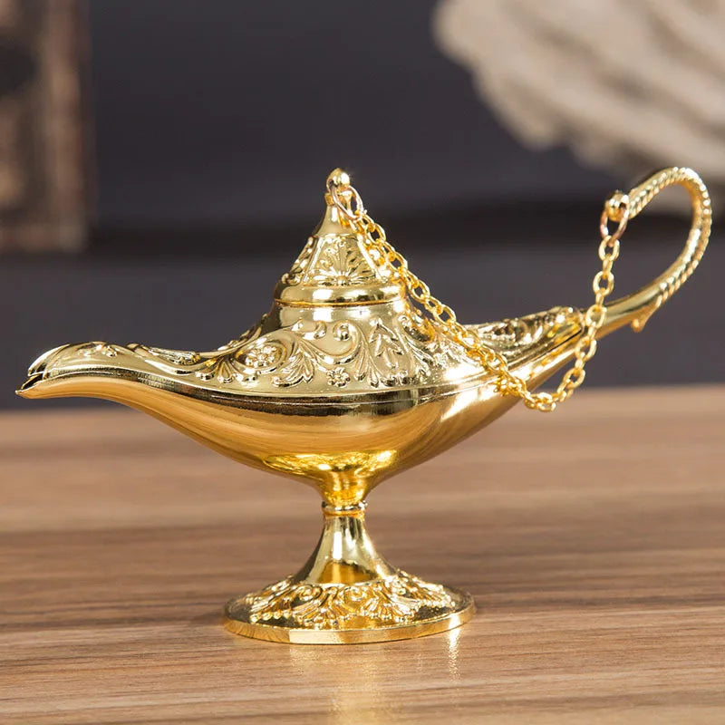 Afralia™ Vintage Aladdin Genie Lamp Incense Burner Retro Home Decor Gift