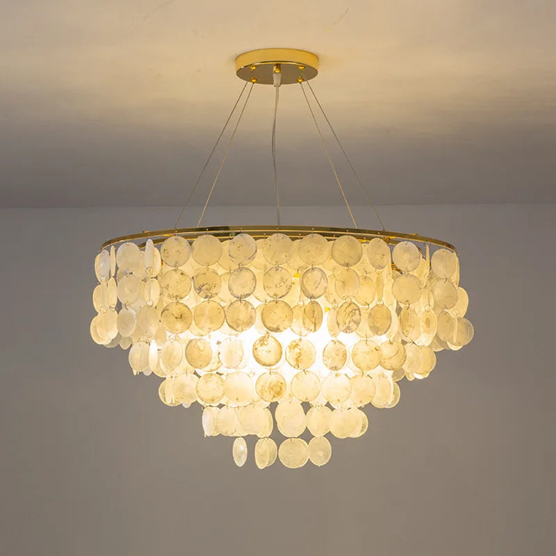 Afralia™ LED Shell Chandelier: Modern Gold Chrome Ceiling Hanging Light