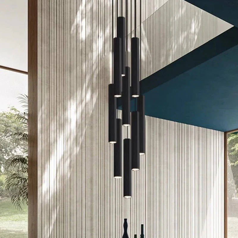 Afralia™ Crystal Chandelier Stair Pendant Lamp Living Room Lights Interior Lighting