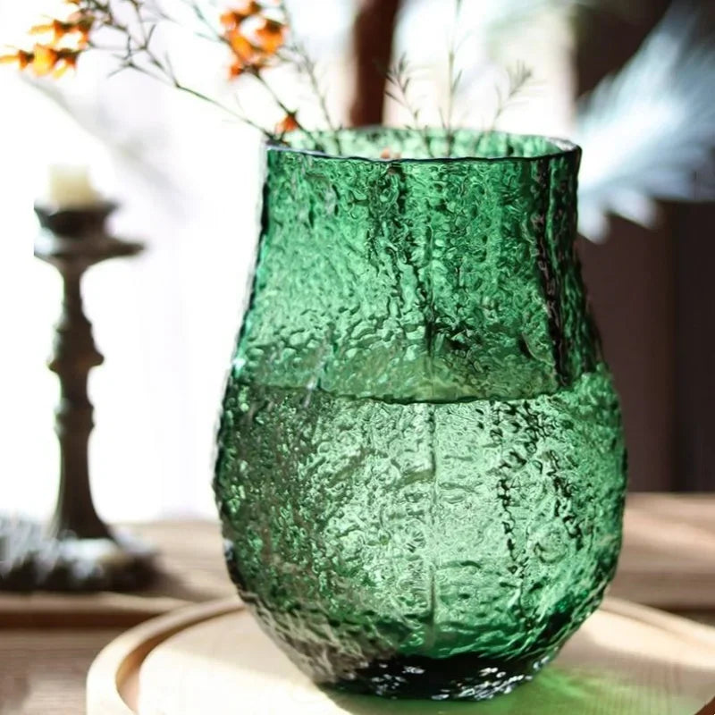 Afralia™ Green Transparent Glass Vase for Flower Arrangement & Home Decor