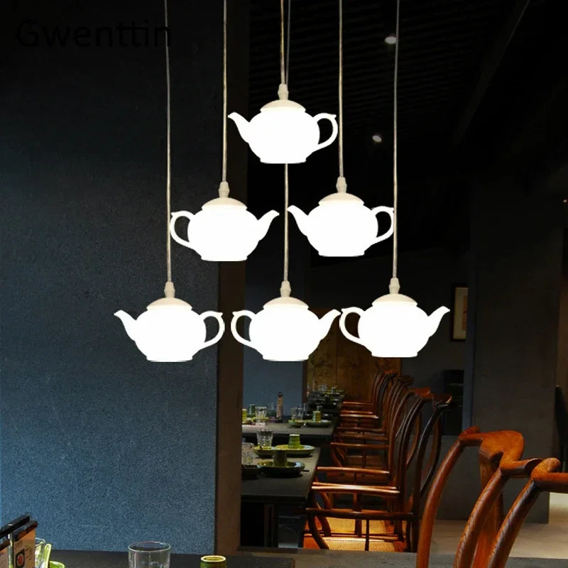 Afralia™ Teapot Pendant Lights: Modern LED Hanging Lamps for Home Decor