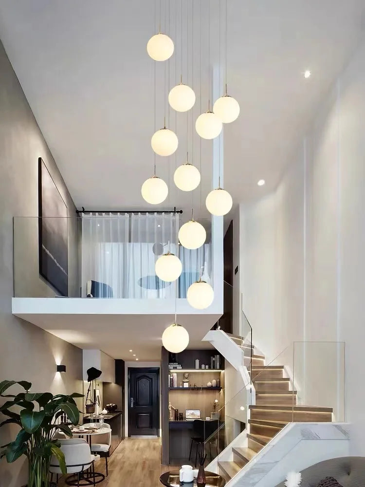 Afralia™ Nordic LED Glass Chandelier for Modern Living Spaces