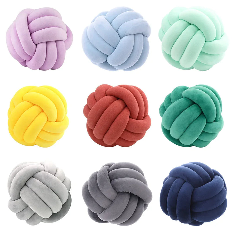 Afralia™ Soft Knot Ball Pillow Cushion Home Decor Plush Handmade Round Plush Cream Green White Black