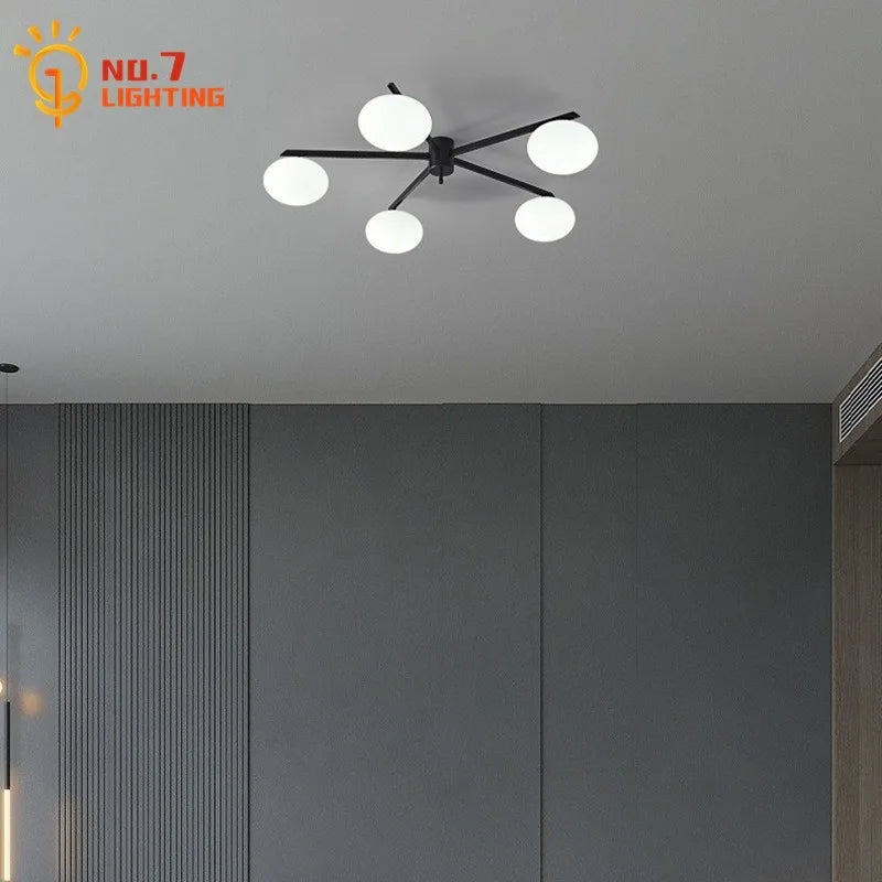Afralia™ Black/Gold Lustre Copper Ceiling LED Modern Light Fixture for Living Room/Kitchen/Balcony