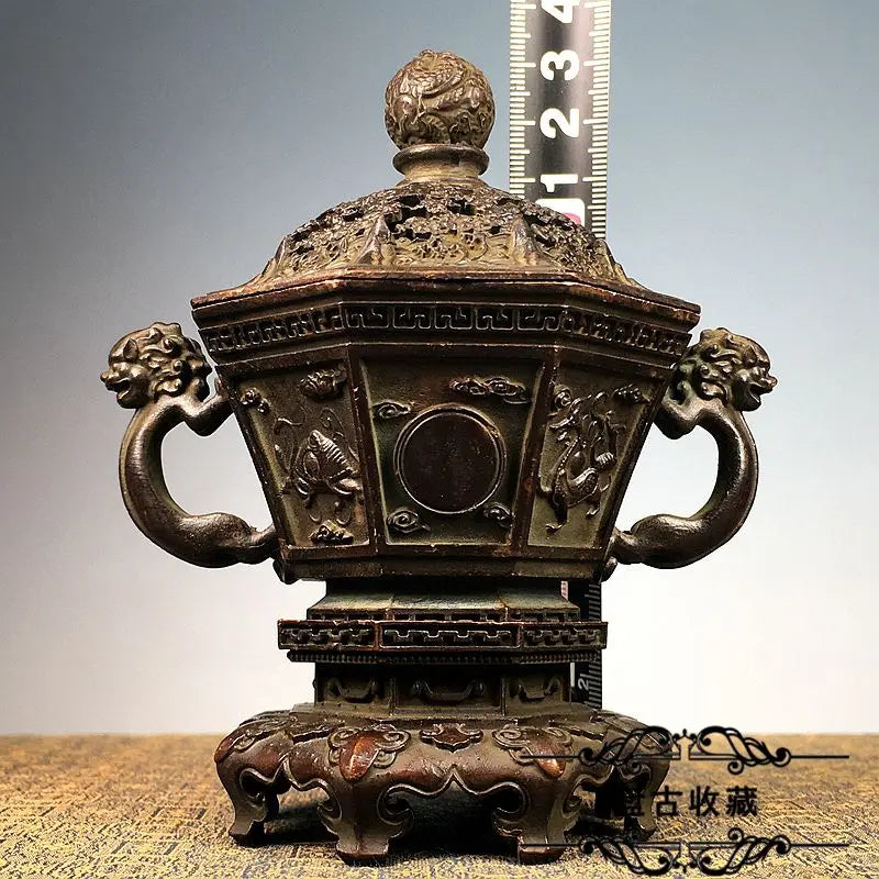 Afralia™ Bronze Sacred Beasts Incense Burner Set