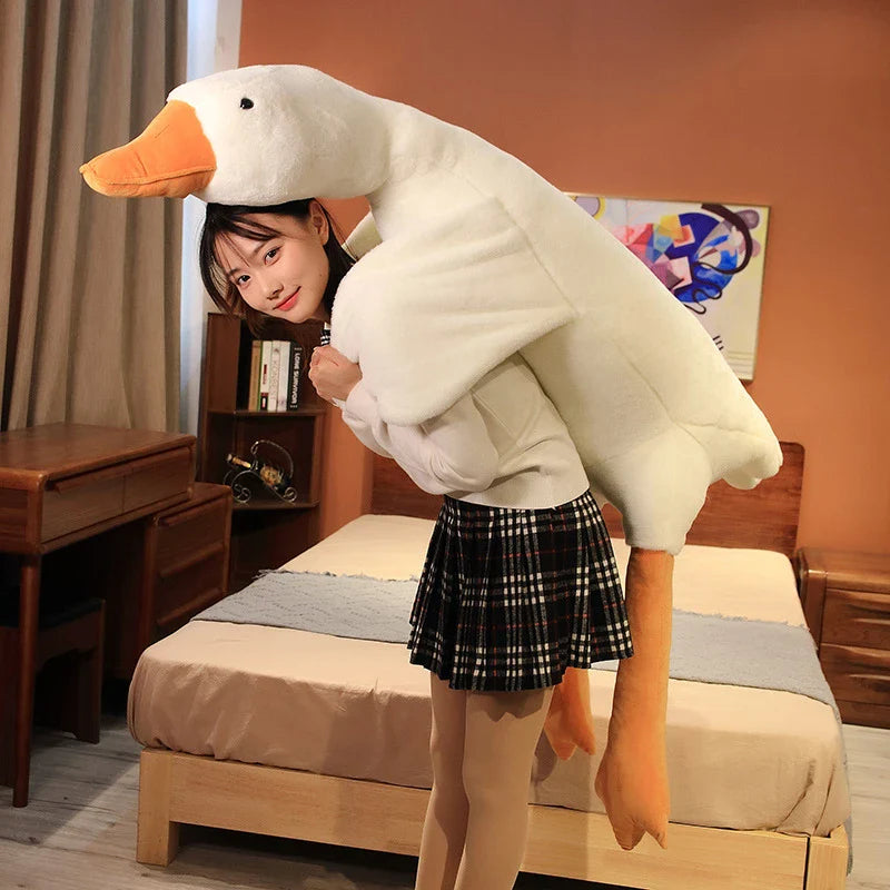 Afralia™ White Goose Body Pillow: Soft & Comfortable Plush Gift for Girlfriend, Schoolmate, or Children