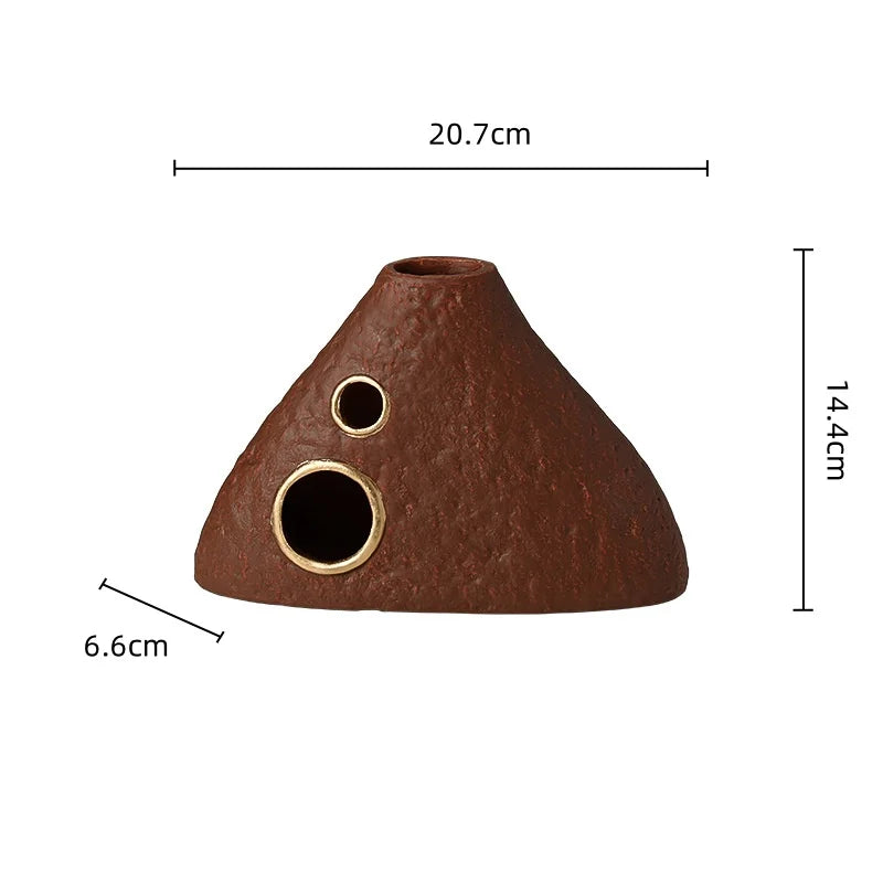 Afralia™ Geometric Triangle Ceramic Vase Flower Arrangement Home Decoration Art