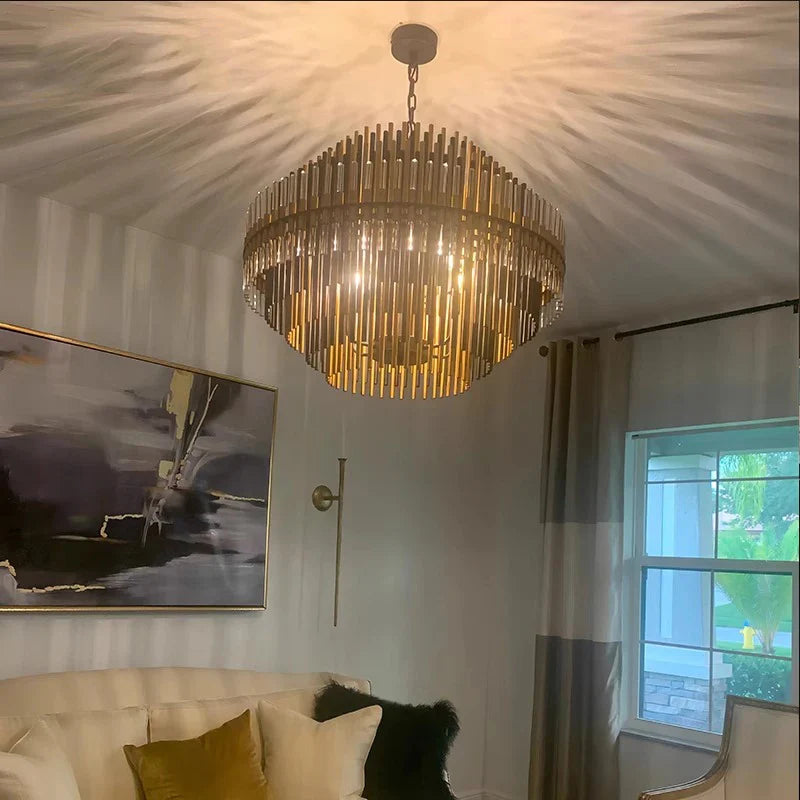 Afralia™ Luxury Glass Chandelier Light for Dining Room, Art Deco Style Ceiling Fixture