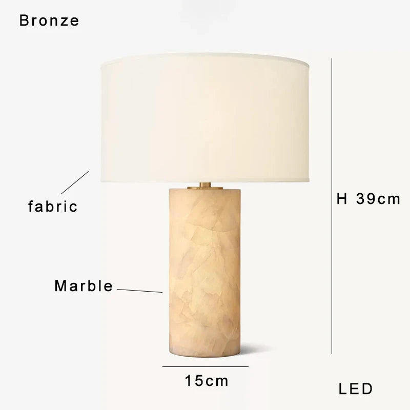 Afralia™ Spanish Marble Table Lamp with Fabric Lampshade
