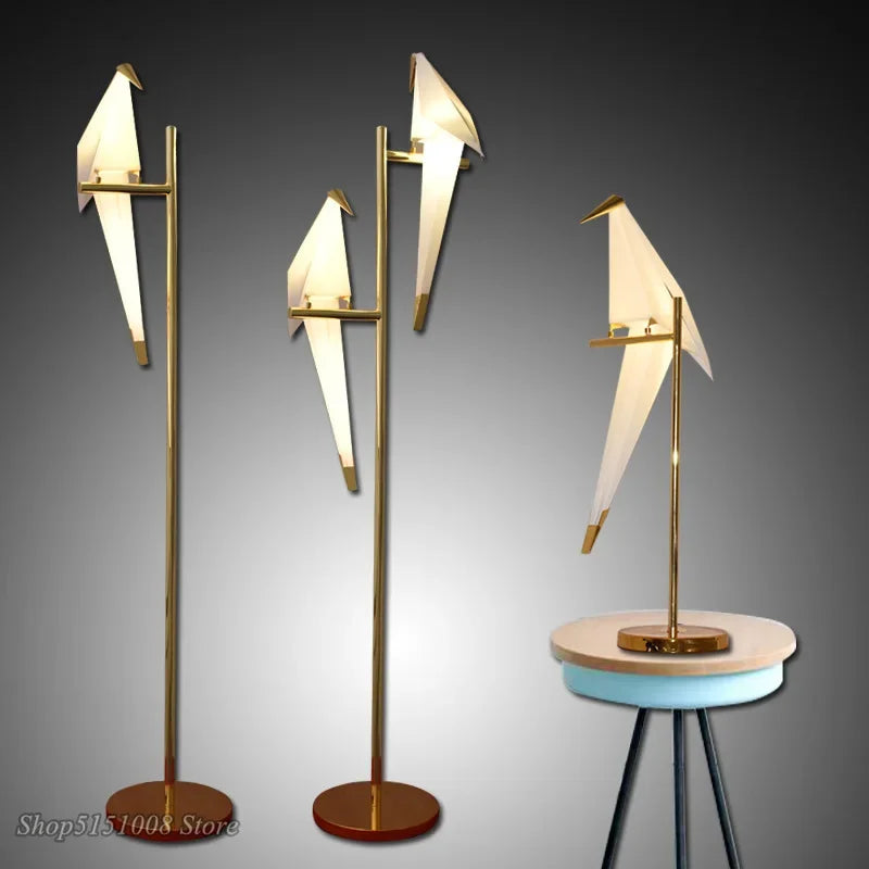 Afralia™ Bird Origami Floor Lamp | Nordic Gold Bedroom Living Room Study Reading Light