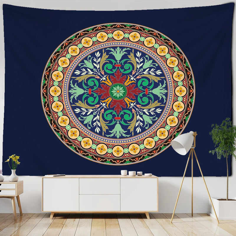 Afralia™ Geometric Mandala Tapestry Wall Hanging - Psychedelic Hippie Home Decor