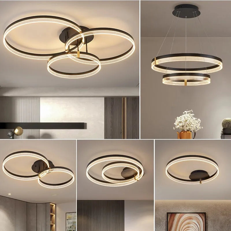 Afralia™ Acrylic Circle Chandelier Pendant Lights - Modern Indoor Lighting Decor for Living Room