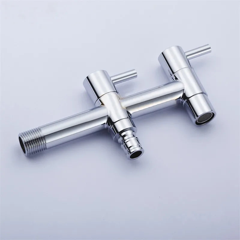Afralia™ Brass Double Handle Garden Faucet Bibcock - Multipurpose Toilet & Washing Machine Tap