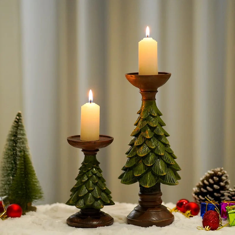 Afralia™ Christmas Tree Candle Holder: Festive Tabletop Decor Figurine