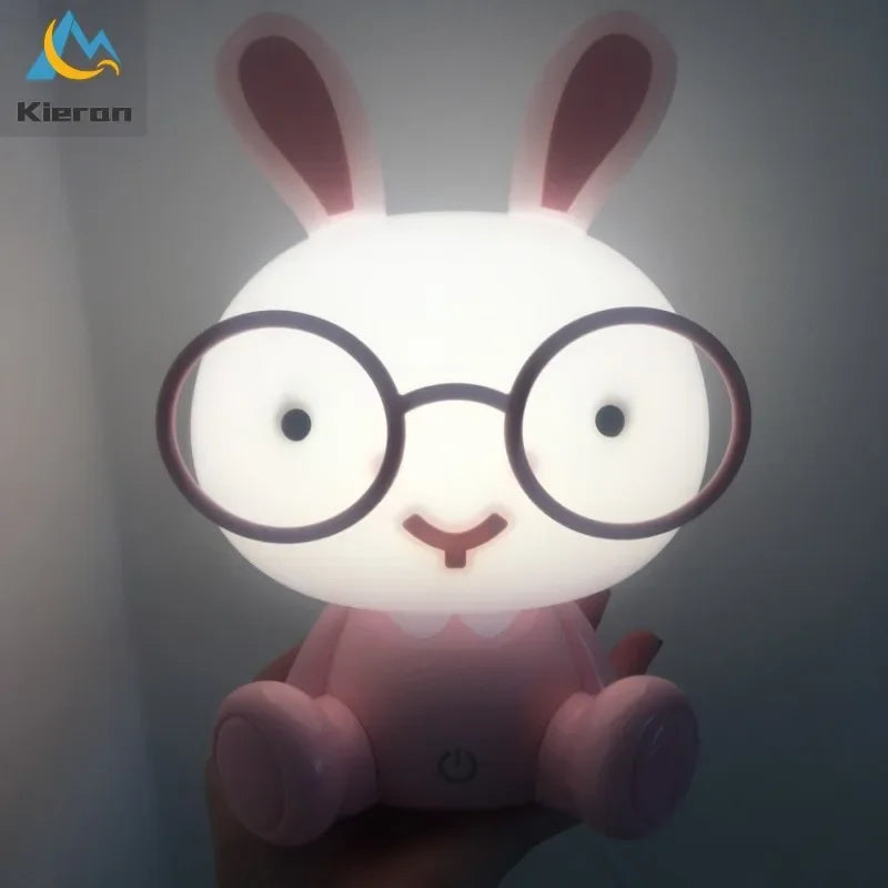 Afralia™ Rabbit LED Night Light for Kids' Room Decor Touch Switch Floor Lamp