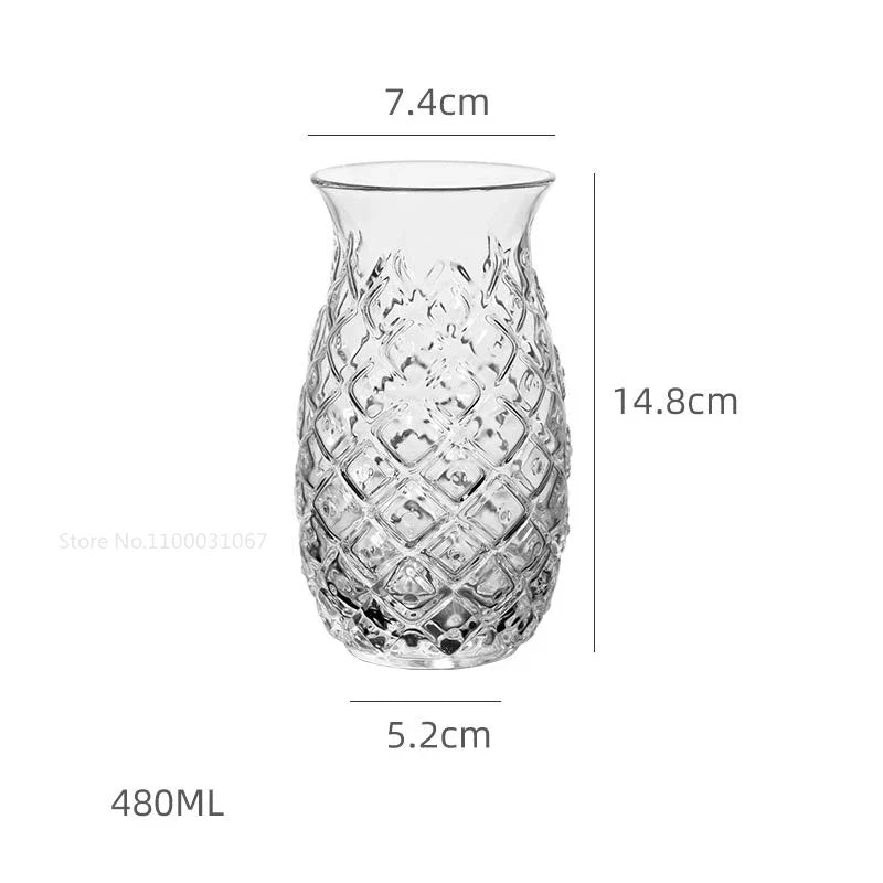 Afralia™ Pineapple Glass Cup: 480ml Embossed Cocktail Glassware for Home Bar and Office