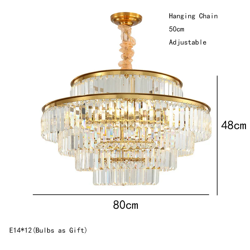 Afralia™ Nordic Gold Crystal LED Chandelier for Dining Living Room Kitchen Home Decor