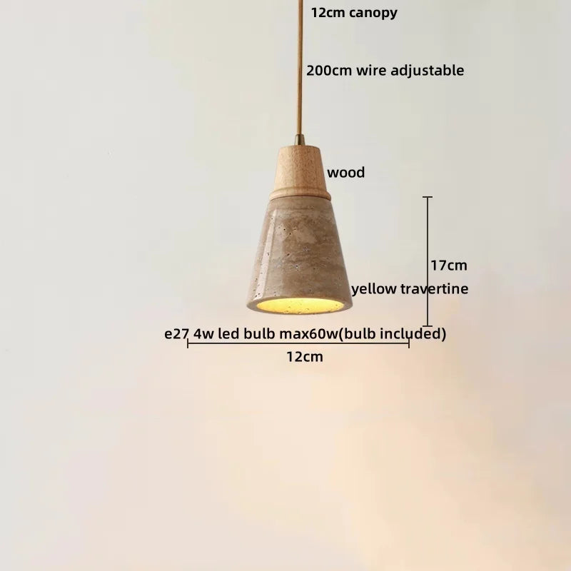Afralia™ Modern Wood Cement Stone LED Pendant Light Fixture for Home Decor