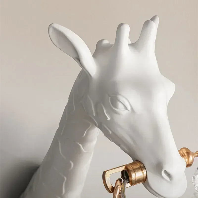 Afralia™ Giraffe Love Wall Lamp: Resin Animal Atmosphere Bedside Lighting for Cute Room Decor