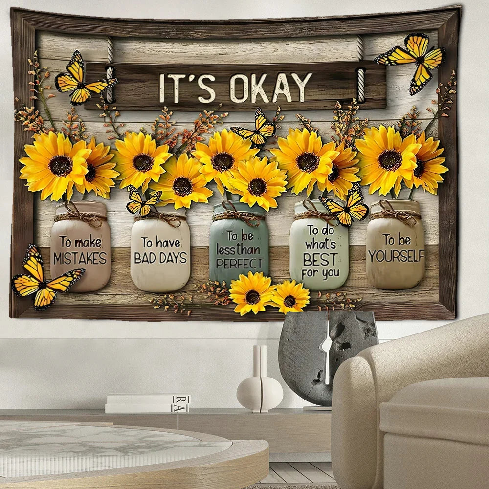 Floral Letter Tapestry Wall Hanging for Bohemian Aesthetics Bedroom Decor by Afralia™