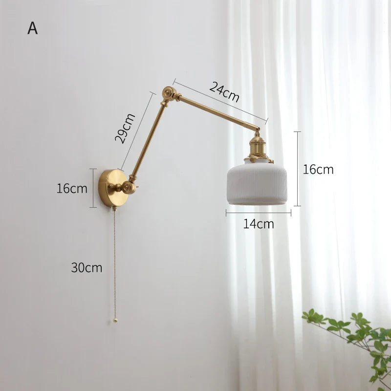 Afralia™ Swing Arm Wood LED Wall Sconce Up Down Light Switch Bedroom Stairway