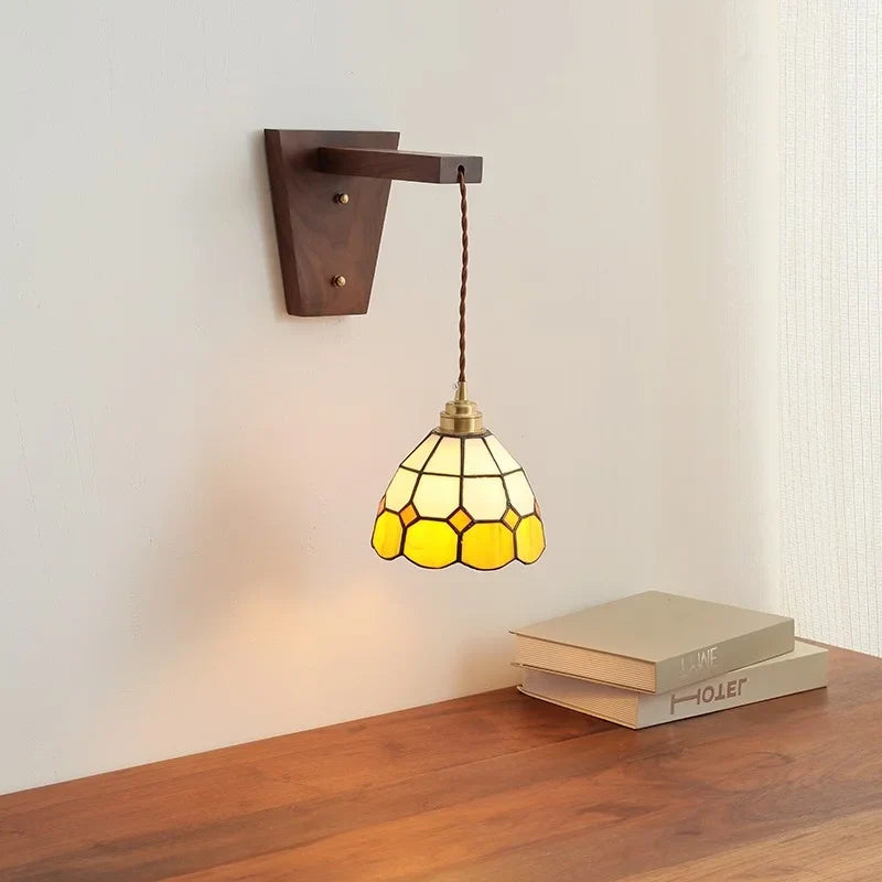 Afralia™ Glass Walnut LED Wall Lamps Modern Bathroom Mirror Light Fixtures