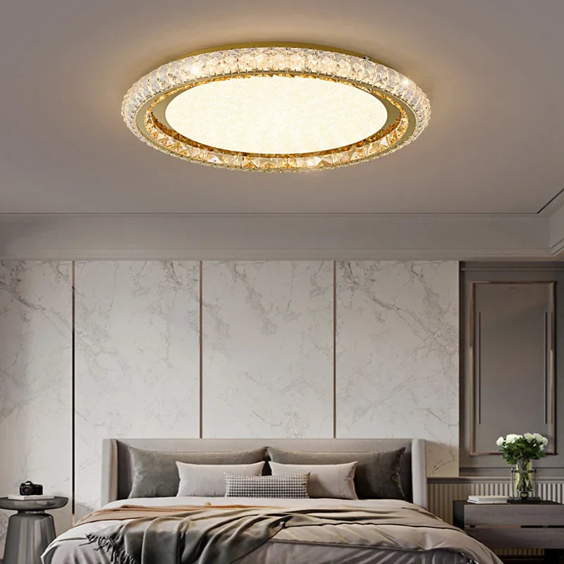 Afralia™ Crystal LED Ceiling Light Fixture Chandelier for Bedroom and Living Room