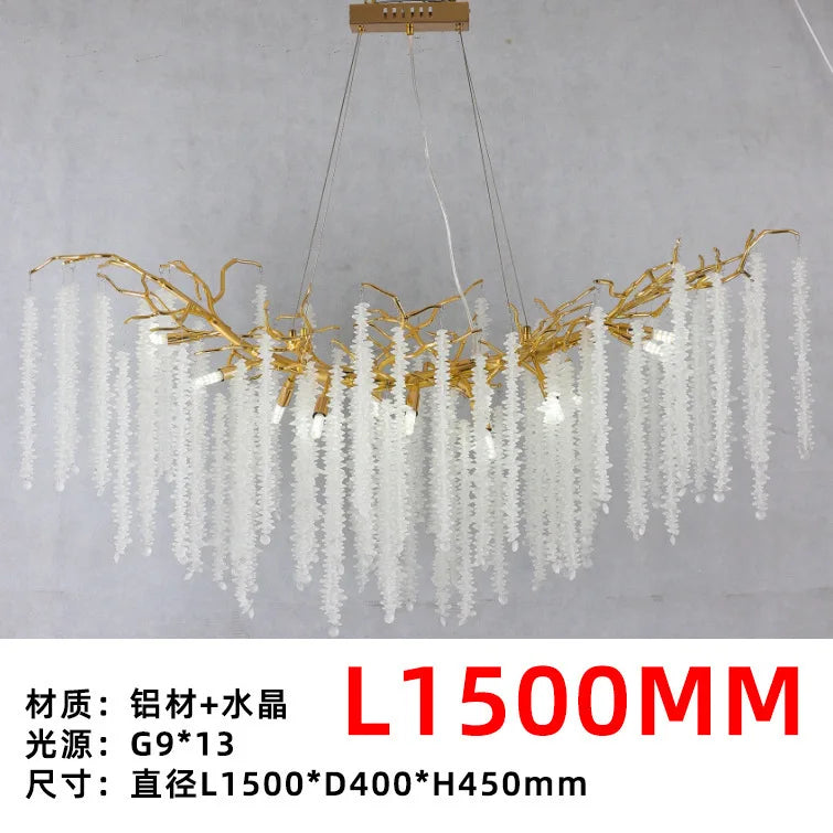 Afralia™ Crystal Pendant Light: Luxury Living Room Modern Golden Branch Chandelier