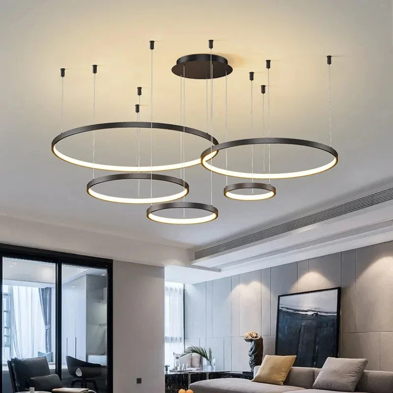 Afralia™ Acrylic LED Ring Pendant Light Modern Minimalist Art Decor Chandelier