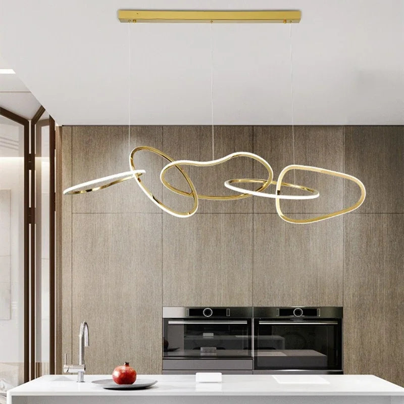 Afralia™ Gold LED Ring Ceiling Chandelier: Modern Luxury for Bar, Hotel, Bedroom & Restaurant