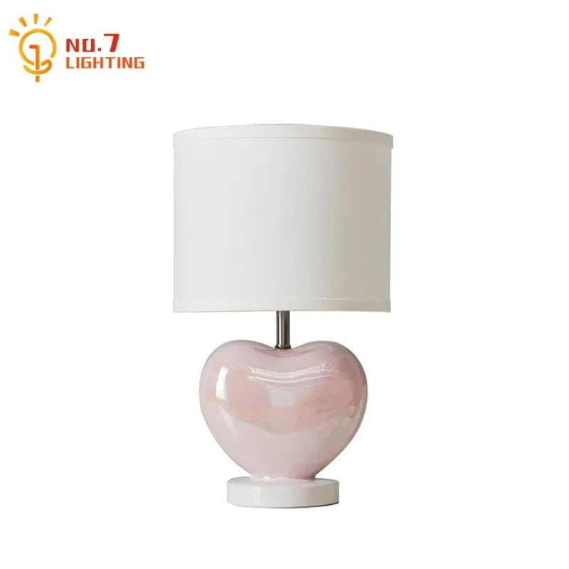 Afralia™ Pink Ceramic LED Desk Lamp for Princess/Kids Room Bedside Study